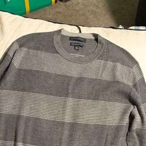 Banana Republic Men's Gray Striped Crewneck Sweater - Two-Tone Gray